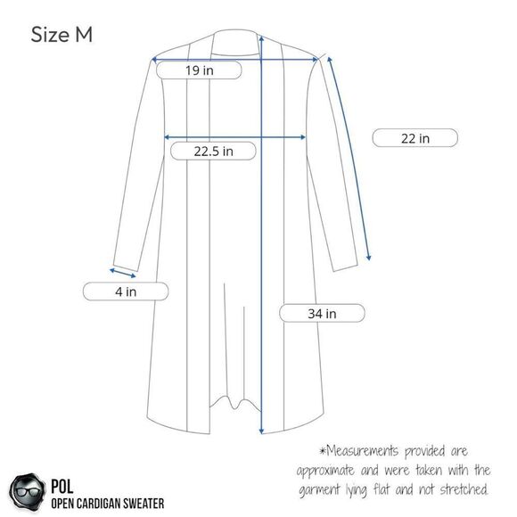 POL CHUNKY CABLE KNIT DUSTER CARDIGAN SWEATER HEATHER GREY WOMEN’S SIZE MEDIUM - Picture 14 of 15